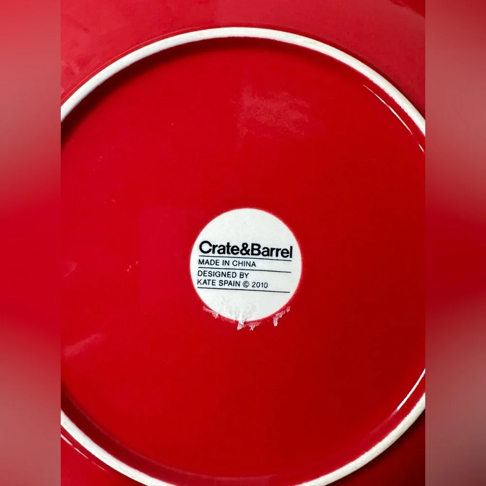 4 Crate & Barrel Delilah Salad Plates, Red, 8.5”